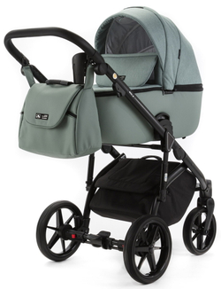 Детская коляска Adamex Nola 2 в 1 N-PS122 TIP (СЕРО-ЗЕЛЕН+СЕРО-ЗЕЛЕН. КОЖА)
