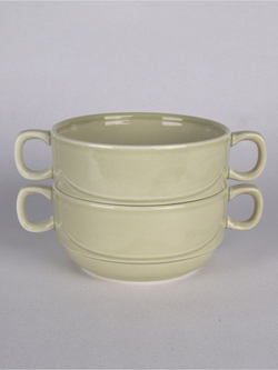 Бульонница супница с ручками фарфоровая тёмно-серый набор 2 шт в стиле акварель