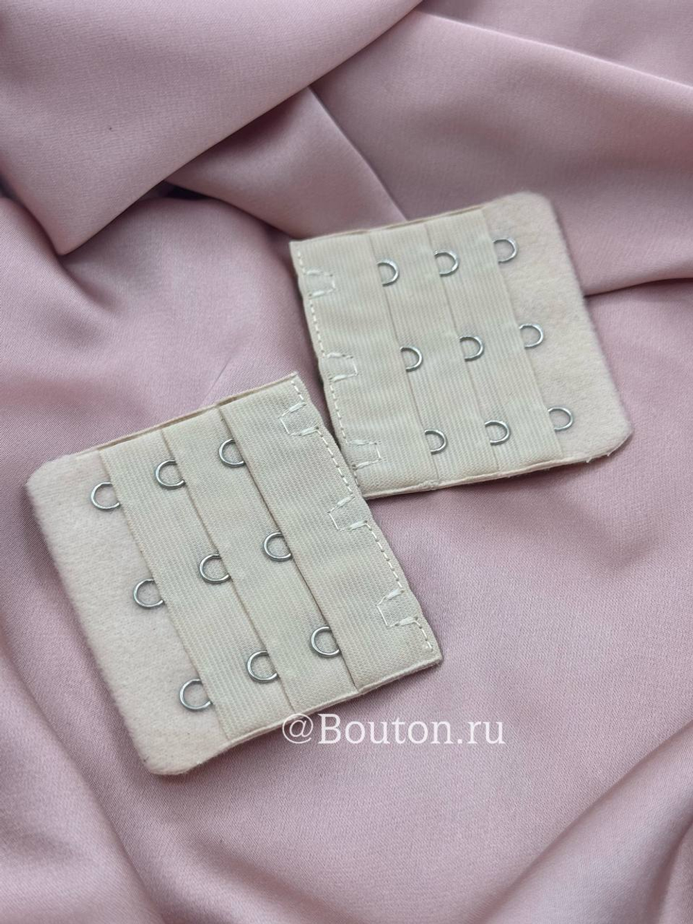 Расширитель для бюстгальтера бежевый 3 ряда 9 петель 3 крючка  5х5,5 см