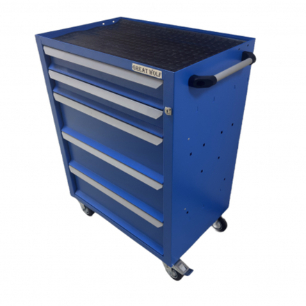Инструментальная тележка GWT-K5B Great Wolf 5 ящиков, цз, колеса с тормозом, синяя