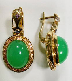 Серьги Эстерелла золото 750, хризопраз