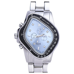 KIOSK Irregular Shape Niche Concept Watch Quartz Movement Stainless Steel Strap Watch Unisex Blue Dial