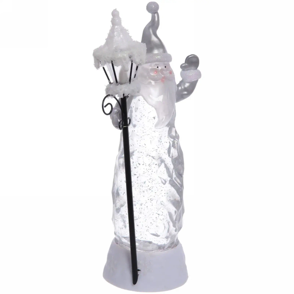 Фигурка с подсветкой «Дед Мороз с фонарем» 27 см, серебро