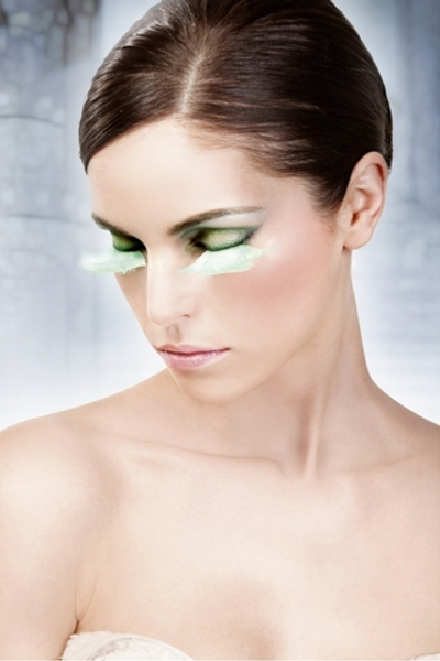 Бирюзовые пушистые ресницы из перьев (Цвет: бирюзовый)