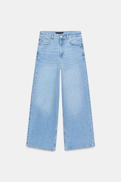 ZARA ДЖИНСЫ Z1975 КЮЛОТЫ С ВЫСОКОЙ ПОСАДКОЙ COMFORT, ГОЛУБОЙ