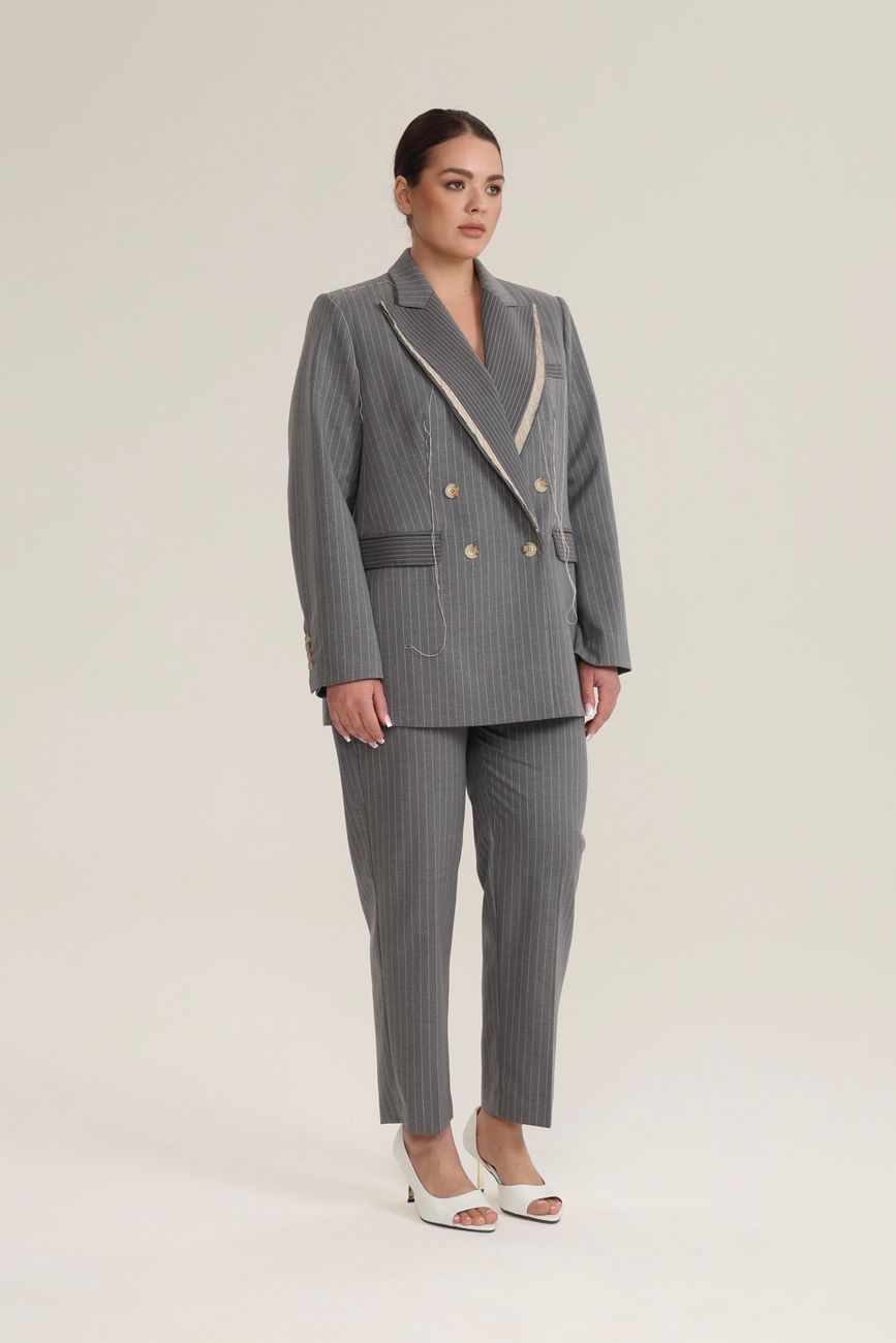 Брюки классические в полоску, серый