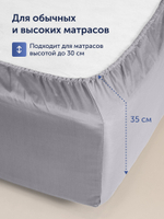Простыня на резинке БайКолор (сатин) Серая