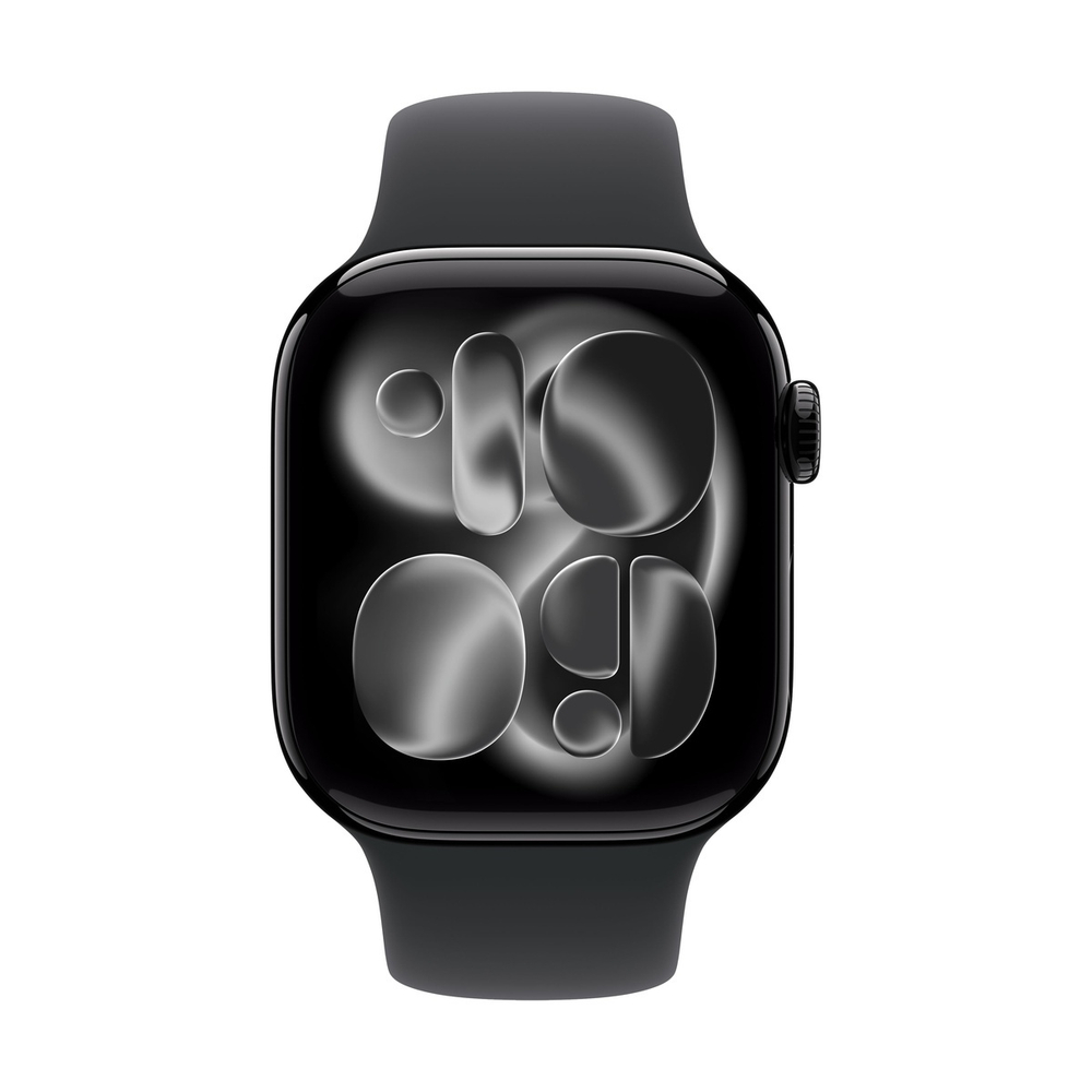Apple Watch Series 11, 46 мм корпус из алюминия цвета «Jet Black», ремешок Sport Band размера S/M цвета «Black»