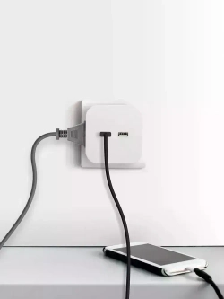 Тройник розетка электрический с usb ЭРА SP-4-USB-W / Разветвитель юсб без заземления, 4 розетки, 220V + 2xUSB 2400mA