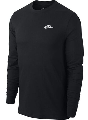 Мужская теннисная футболка теннисная Nike Sportswear Club Tee LS - черный