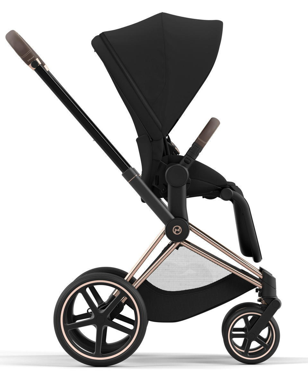 Коляска 3 в 1 Cybex Priam IV Rosegold complete и автокресло Aton B2 i-Size Steel Grey Sepia Black
