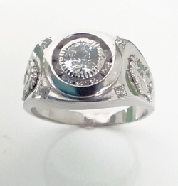 Печатка Эстерелла с фианитами, серебро, 925 проба, родирование/Ф