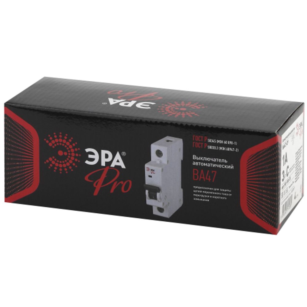 Автоматический выключатель ЭРА PRO NO-900-35 ВА47-29 3P 1А кривая C 4,5кА