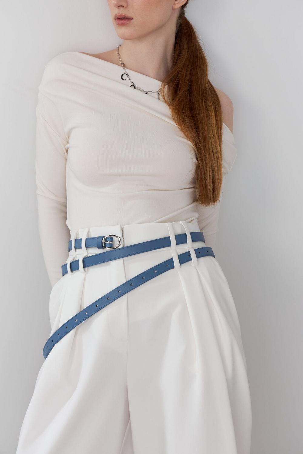 БАЗОВЫЙ ТОНКИЙ РЕМЕНЬ С МЯТОЙ ПРЯЖКОЙ BLUE