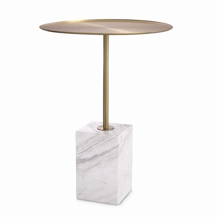 Приставной столик Eichholtz Cole brushed brass finish white marble 115543