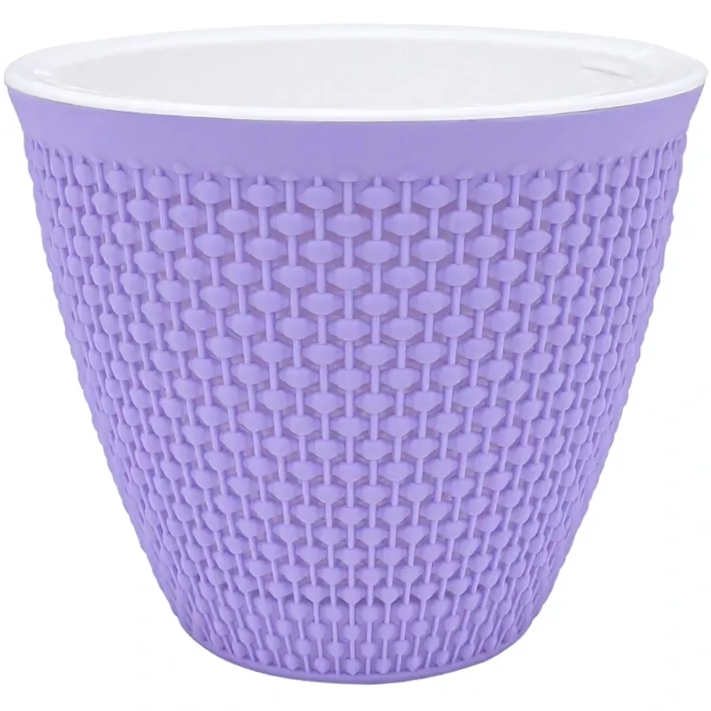 Кашпо для цветов пластиковое 2,25л d-17,5см «Ротанг» Лаванда