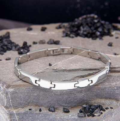 Браслет мужской "Стальной" звенья, цвет серебро