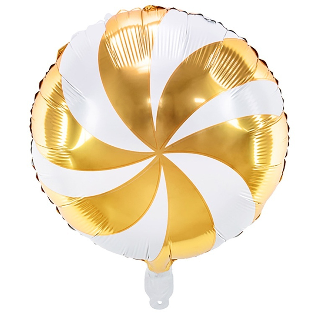 Фольгированная фигура, круг, " Леденец Gold/White,18"/45СМ
