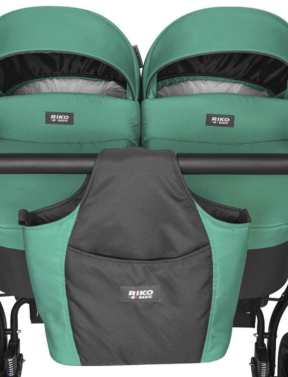 Детская коляска для двойни Riko Basic Saxo 2 в 1 01 бирюзовый-чёрный