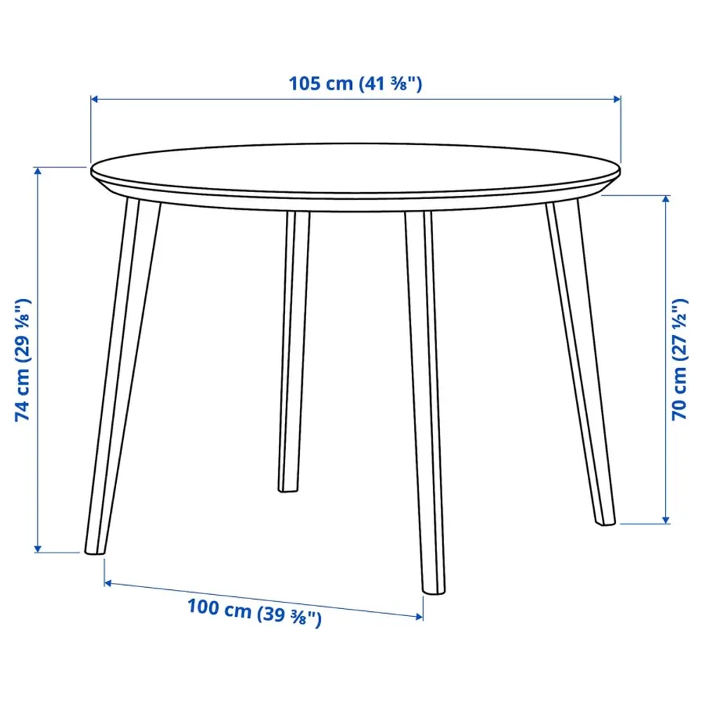 Стол и 4 стула - LISABO IKEA/ ЛИСАБО ИКЕА,  105х74 см, под беленый дуб