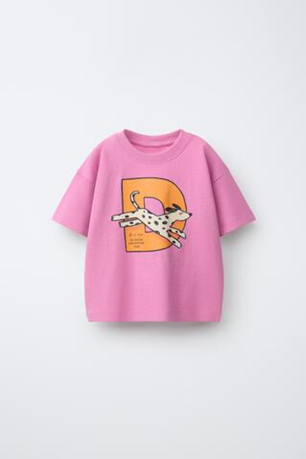 ZARA ФУТБОЛКА С АНИМАЛИСТИЧЕСКИМ ПРИНТОМ, РОЗОВЫЙ/ЛИЛОВЫЙ