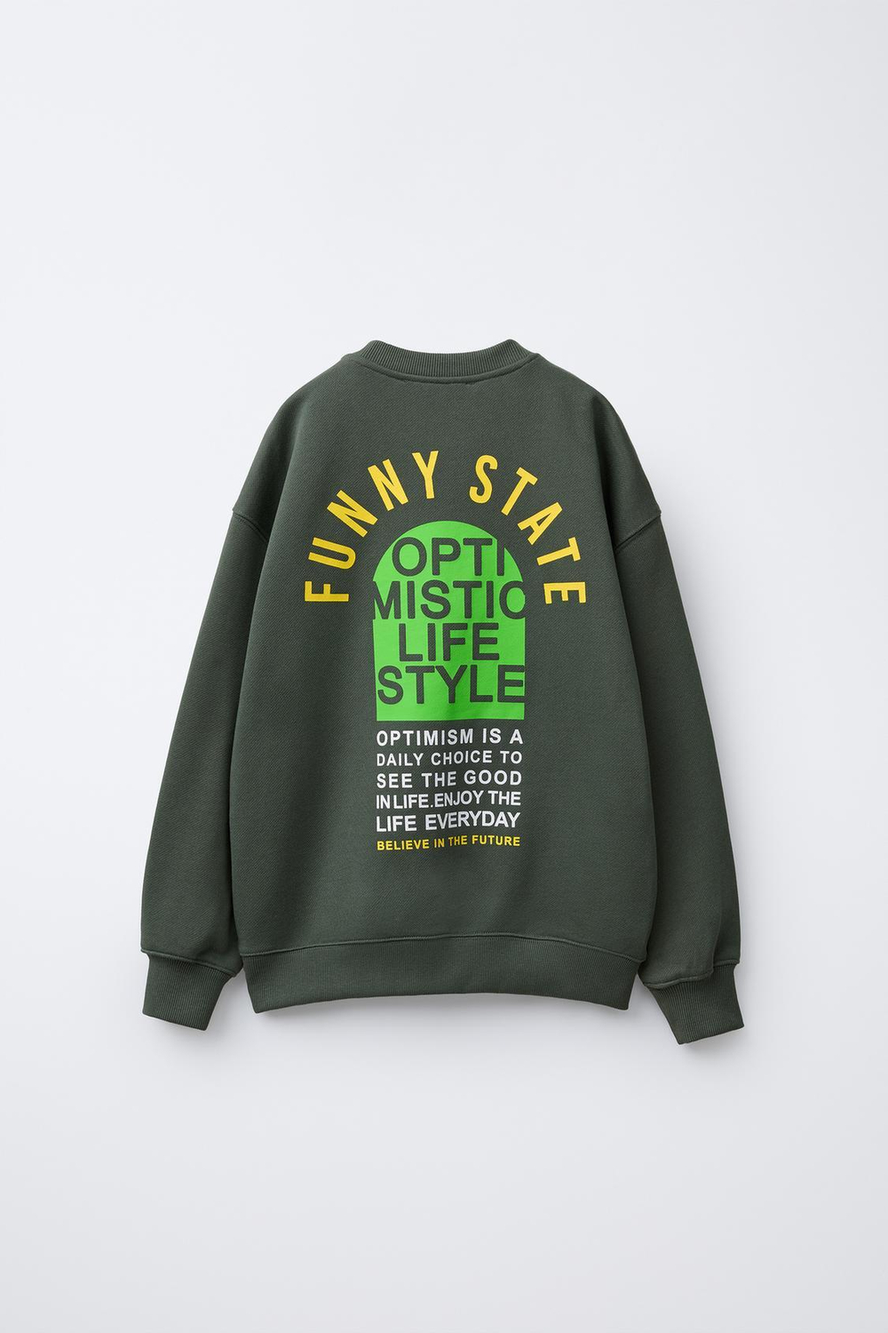 ZARA ТОЛСТОВКА С ПРИНТОМ, ЗЕЛЕНЫЙ