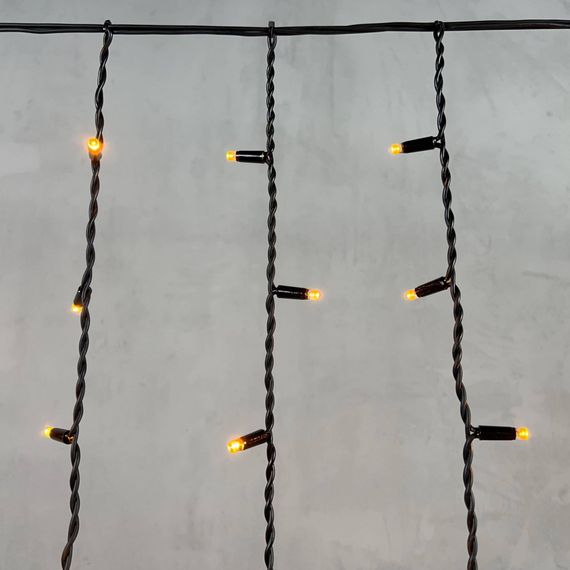 Светодиодная бахрома с колпачком 3,2*0,9 м., 168 желтых LED ламп, каучуковый черный провод, LTC (LL168-1-2Y)