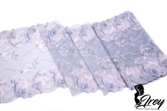 03-254 ОПТ Кружево эластичное 22 см, акварель, лаванда
