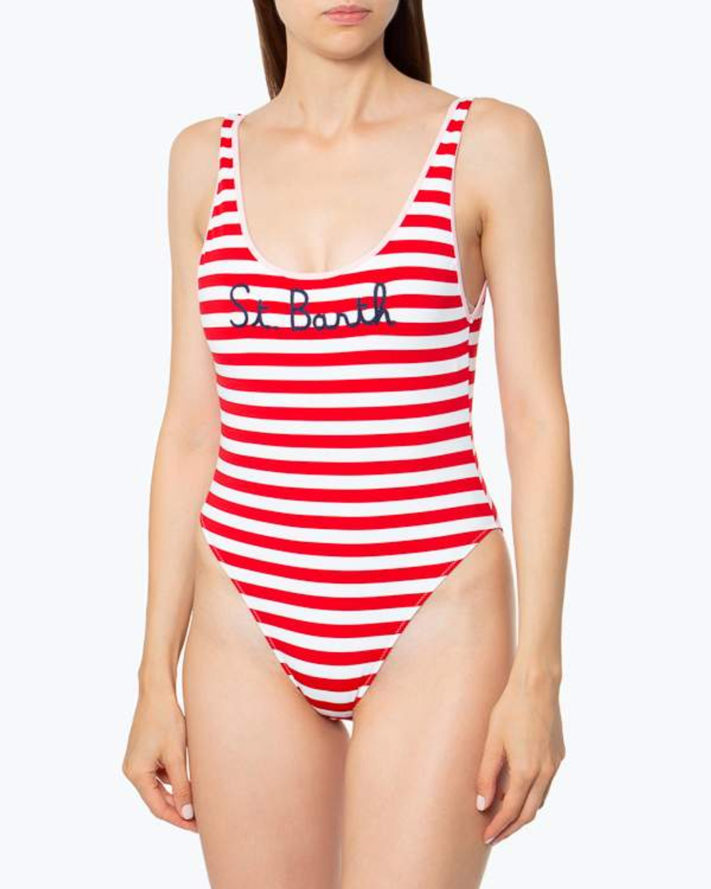 Купальник жен. слитный Saint Barth LAVRENCE LIG белый полоса красным