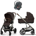 Коляска Cybex Balios S Lux TPE complete Aton B2 Steel Grey Base One 4 в 1 Chocolate Brown с дождевиками