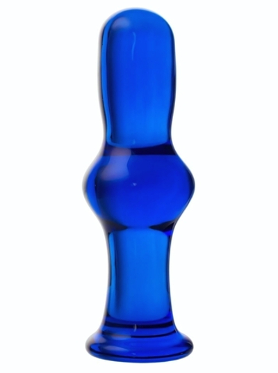 Синяя стеклянная анальная втулка - 13,5 см. (Цвет: синий)