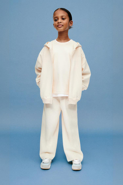 ZARA БРЮКИ WIDE LEG ИЗ ТКАНИ ИНТЕРЛОК С РЕЛЬЕФНОЙ НАДПИСЬЮ, ЦВЕ Т СЛОНОВОЙ КОСТИ