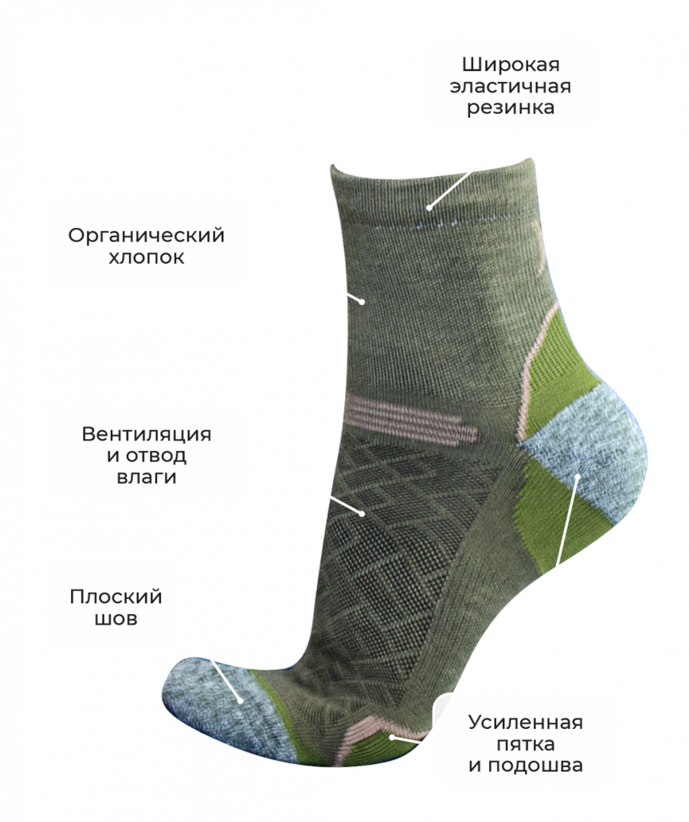 носки TALBERG, Andes Organic +25°C, цвет хаки, размер 43-46