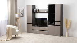 Сидней шкаф-витрина 13.201 Капучино/Черный