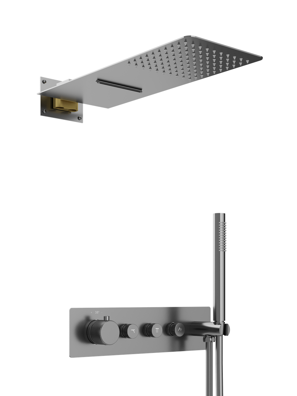 Душевой комплект STWORKI STUDIO S51210GB + S512691GB С ВНУТРЕННЕЙ ЧАСТЬЮ, вороненая сталь