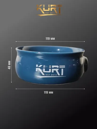 Керамическая чаша для взбивания пены KURT, плоская без ручки, синяя, K_40055/Blue