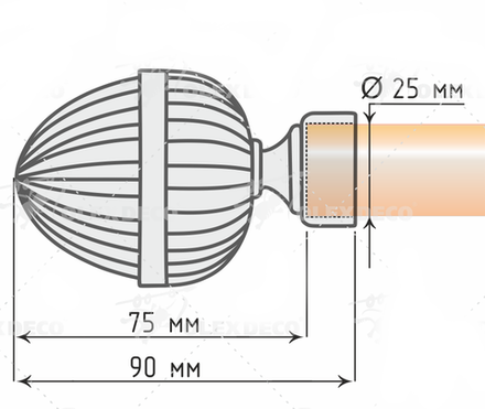 Наконечники для кованых карнизов d25 мм Одеон, цвет антик