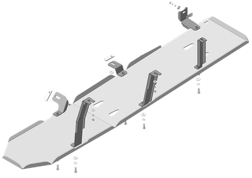 Защита алюминиевая 5 мм Б Dodge Ram 1500; V=5,7; 2018-2024; V=3.0; с 2024 (бак 120 л.) MOTODOR.32904