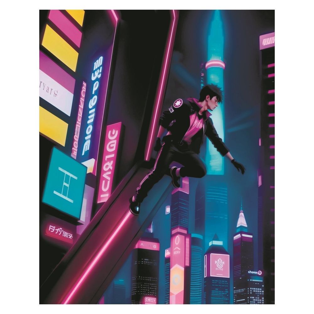 Картина по номерам Рыжий кот, 40х50 см, с акриловами красками, 30 цветов, холст, "Паркур в кибер-городе" Картина по номерам Рыжий кот, 40х50 см, с акриловами красками, 30 цветов, холст, "Паркур в кибер-городе"