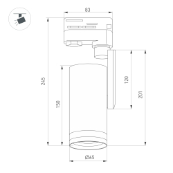 Светильник LGD-URANUS-4TR-R65-10W Warm3500-MIX (BK, 20-50 deg, side holder, 230V) (Arlight, IP20 Металл, 5 лет) 055806