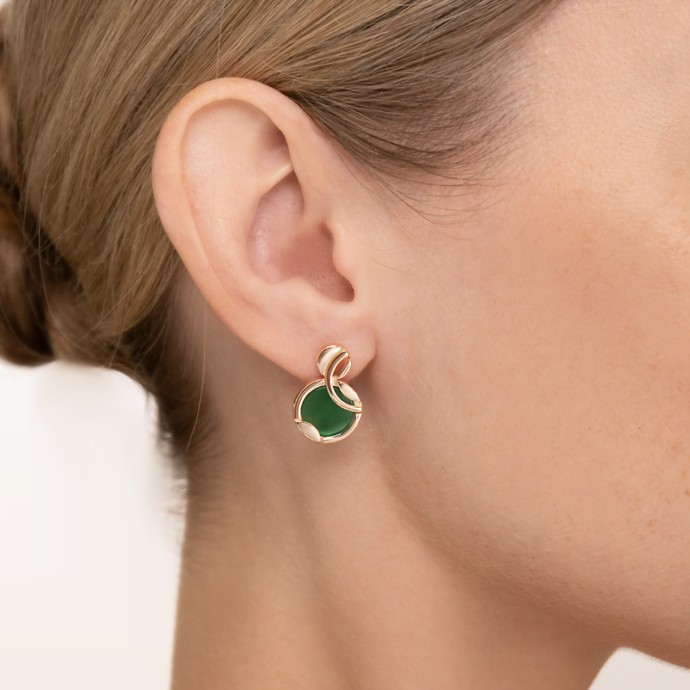 Серьги с английским замком из красного золота с агатом