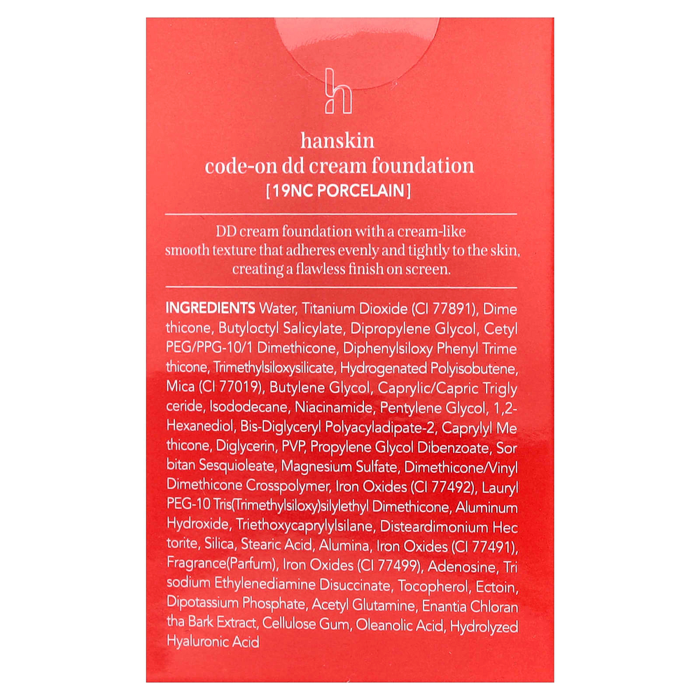 Hanskin, Code-On DD Cream Foundation, тональный крем, 19NC фарфоровый, 35 мл (1,18 жидк. унции)