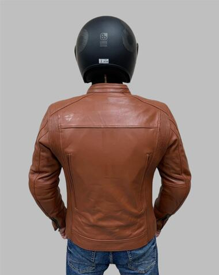 Мотокуртка кожаная классическая BERG Classic Biker Jacket BROWN 52