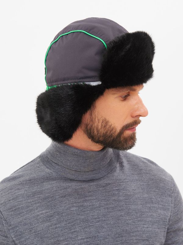 Шапка ушанка зимняя Yakutia цвет Тёмно-серый ткань Galaxy Breathable иск. мех Норка