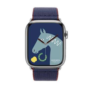 Apple Watch Hermès 41mm Silver Stainless Steel Case with Navy/Rouge H Twill Jump Single Tour
