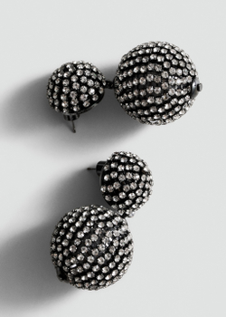 Серьги с подвесками-сферами и кристаллами