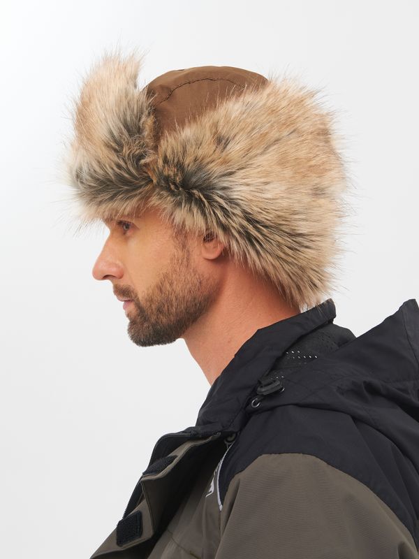 Шапка ушанка с маской Евро Енот ткань Taslan цвет Коричневый