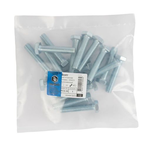 Болт М12х60 мм с шестигранной головкой DIN 933 кл 5,8