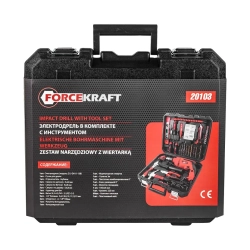 Набор инструментов с дрелью электрической,103пр.(220V,750W,0-2900об/мин),в кейсе FORCEKRAFT FK-20103
