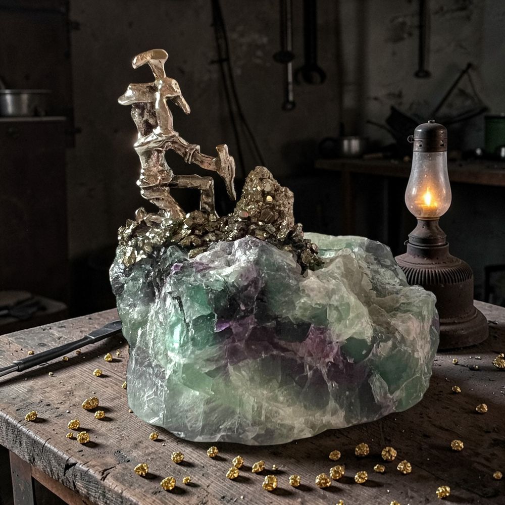 "Старатель" на Флюорите с Пиритом